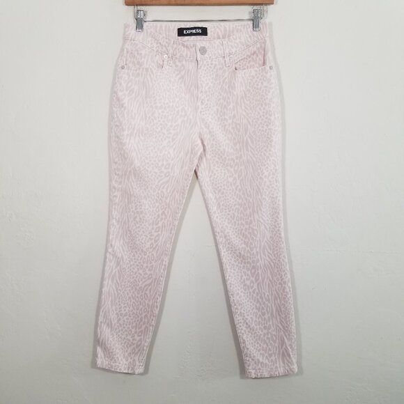 Express Animal Print Ankle Legging Mid Rise Stretch Jeans Pants Size 2S - Picture 1 of 7